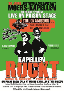 Plakat zur Veranstaltung "Kapellen rockt" im Stil der "Blues Brothers"