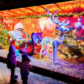 Advents- und Weihnachstsmarkt Werl Stimmungsbild mit beleuchteten Rentierschlitten