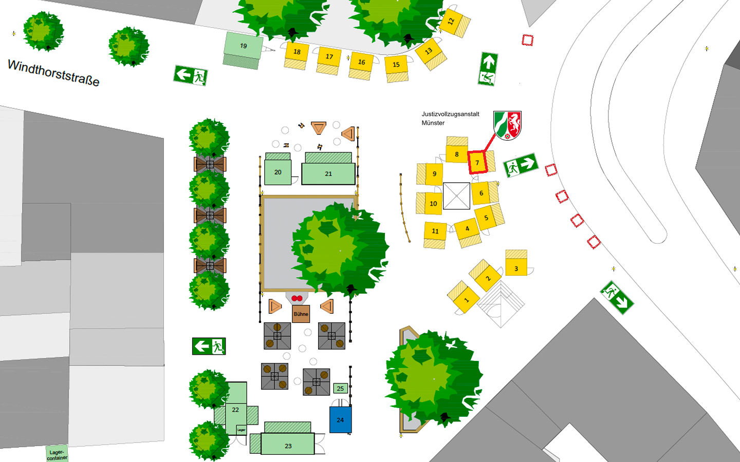 Lageplan mit Standort des Standes der JVA Münster auf dem XMS Weihnachtsmarkt