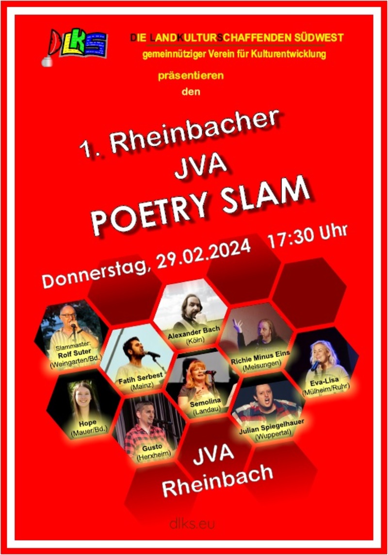 Plakat zum 1. Rheinbacher JVA Poetry Slam