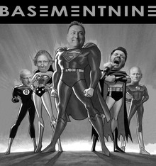 Gruppenfoto "Basement 9" im "Comic-Style"