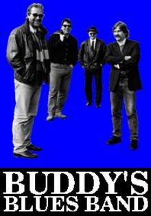 Plakat der Band mit Logo SW, blauer Hintergrund