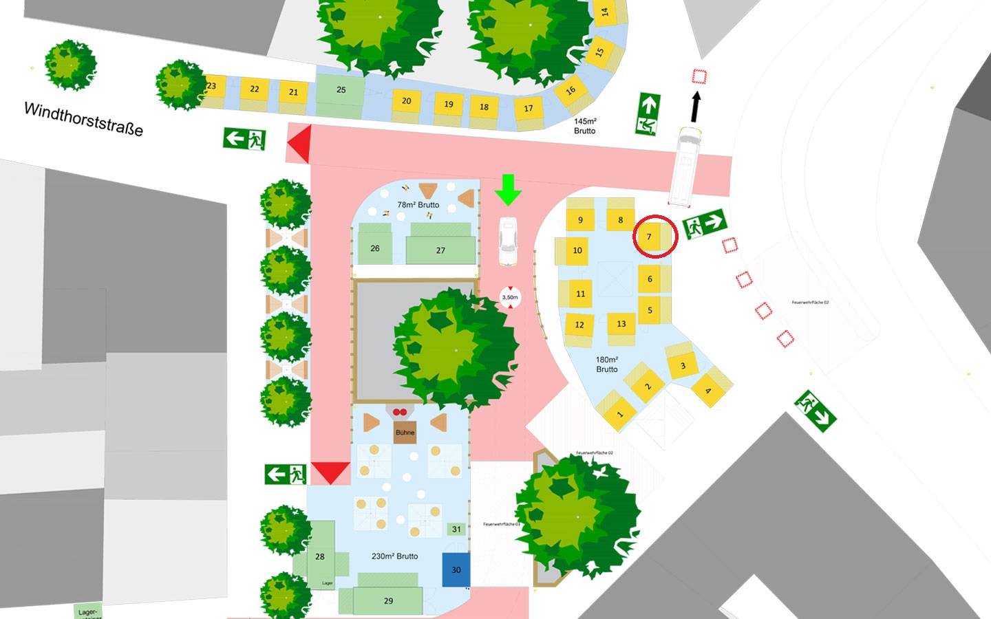 Marktplan mit Lage des Verkaufsstandes der JVA Münster